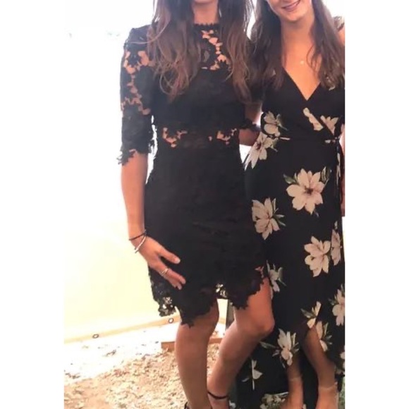 NWT Lulus A Fine Romance Black Lace Sheath Dress Size Medium - Picture 4 of 14